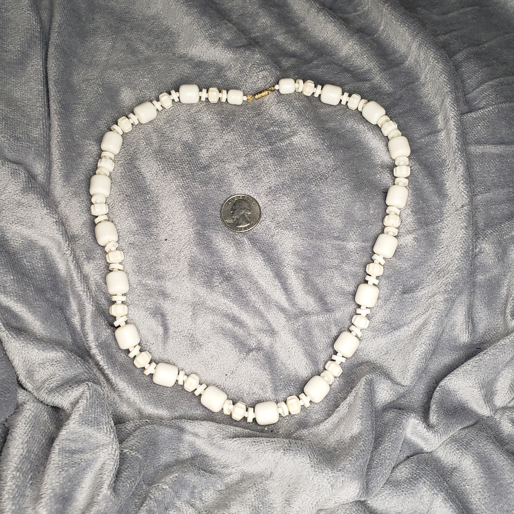Faux Ivory Off-White Bohemian Beaded Necklace